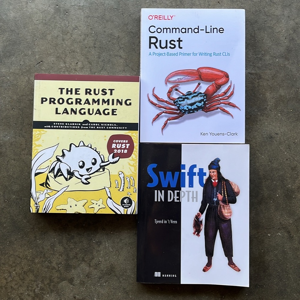 RUST programming books and Swift in Depth
